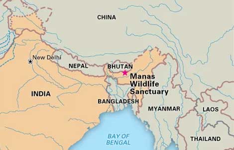 Map of Manas National Park Location